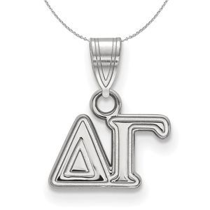 Sterling Silver Delta Gamma Small Greek Necklace - 20 Inch
